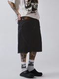 F2CE Plaid Pocket Patchwork Denim Baggy Shorts