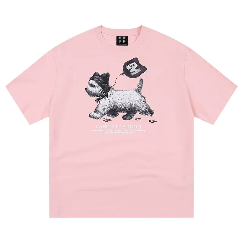 MEDM Cat Ear Hat Puppy Balloon Print Tee