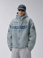 F2CE Racing Embroidered Vintage Washed Denim Jacket