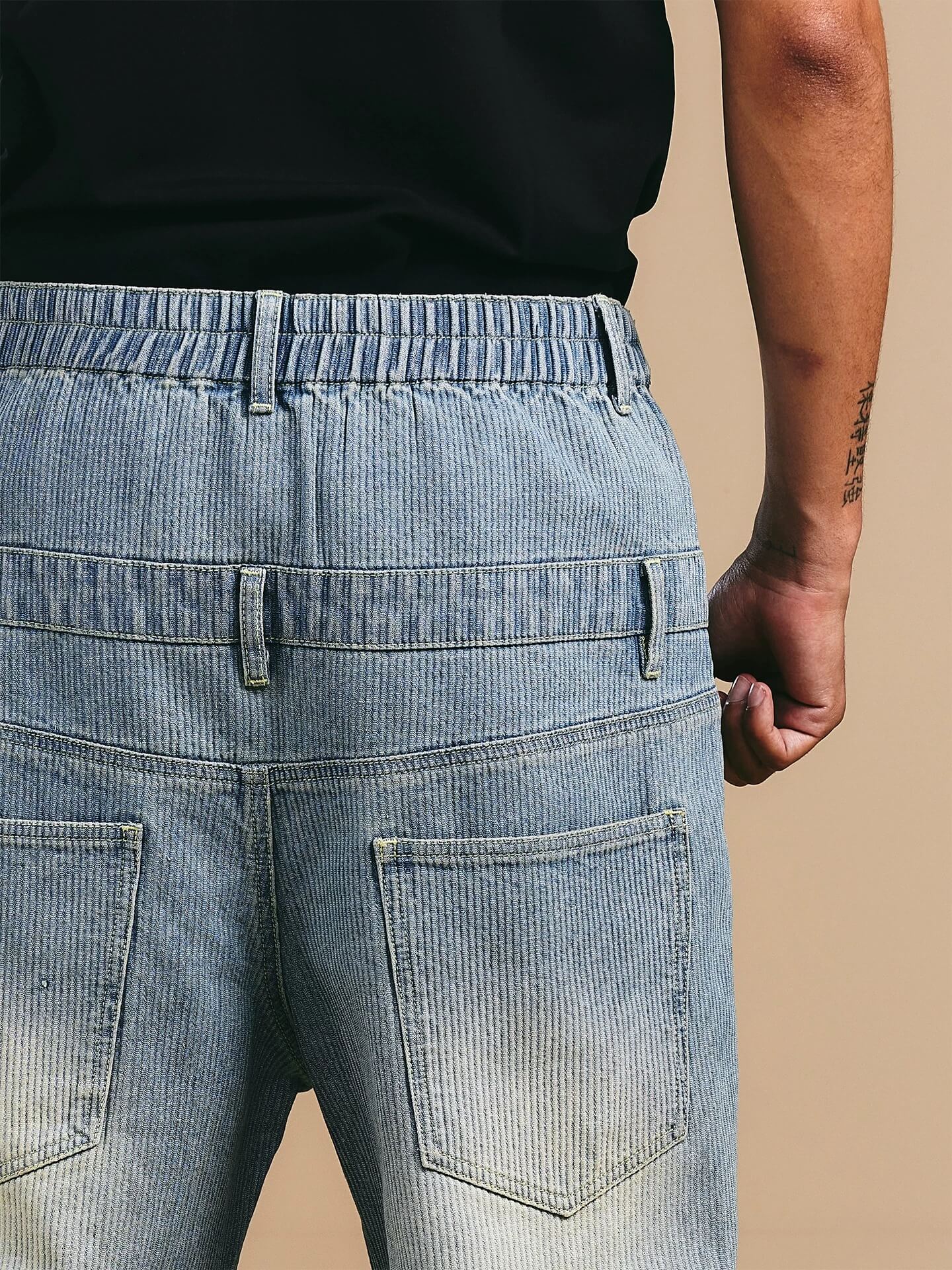 1807 Double Waist Deconstructed Washed Corduroy Jeans