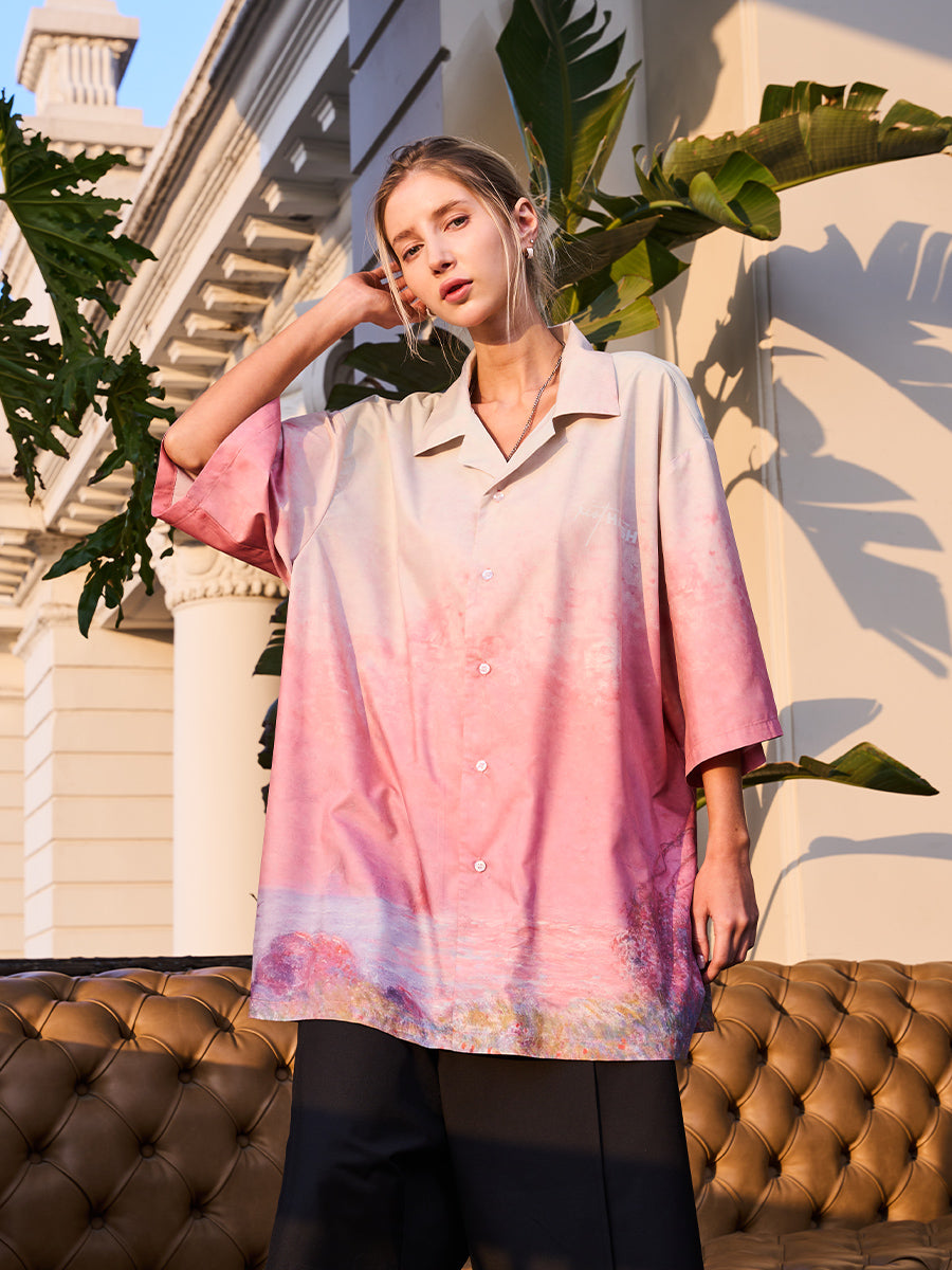 Harsh and Cruel Forest Sunset Full Print Cuban Shirt