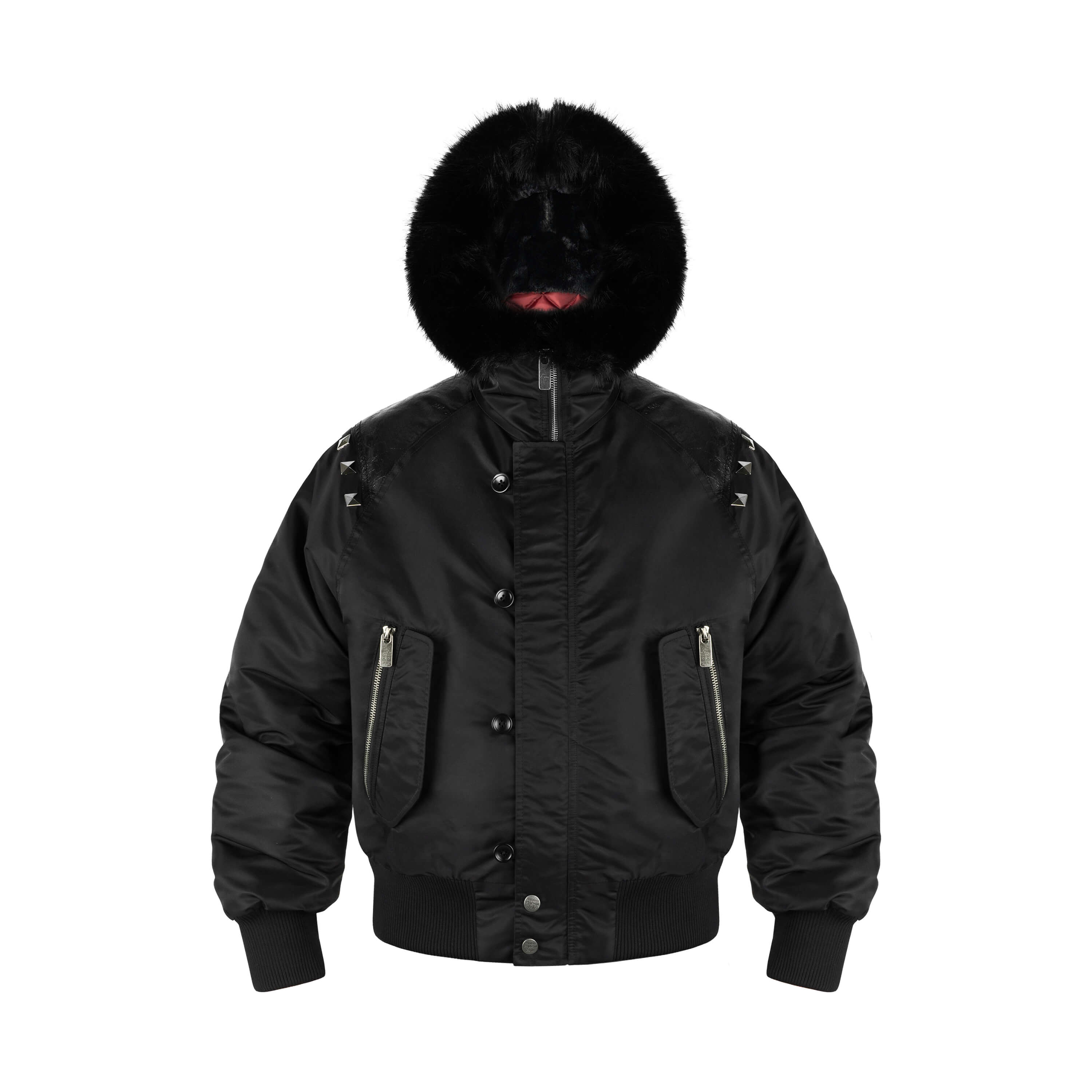 ANTIDOTE Fur Leather Studded N2B Bomber Jacket