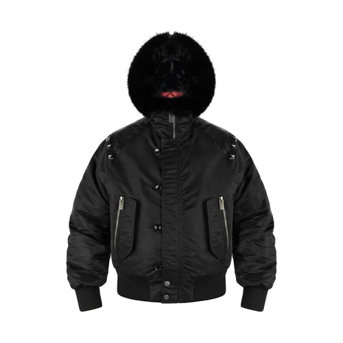 ANTIDOTE Fur Leather Studded N2B Bomber Jacket