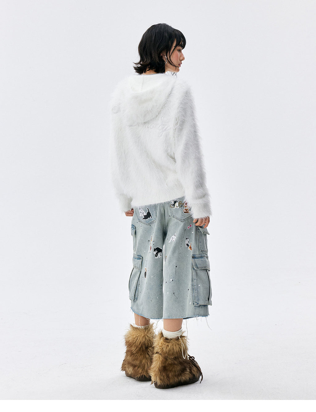 MEDM Mohair Hooded Zip Up Jacket