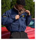 S45 Leopard Fur Lined Nylon Tactical Jacket