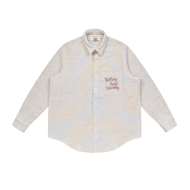 EMPTY REFERENCE Blue White Tweed Long Sleeve Shirt