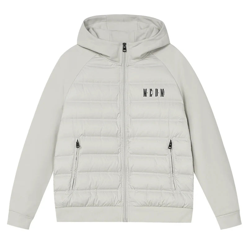 MEDM Patchwork Raglan Sleeve Lightweight Hooded Down Jacket