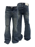 KARMANISTIC Washed Distressed Flared Jeans
