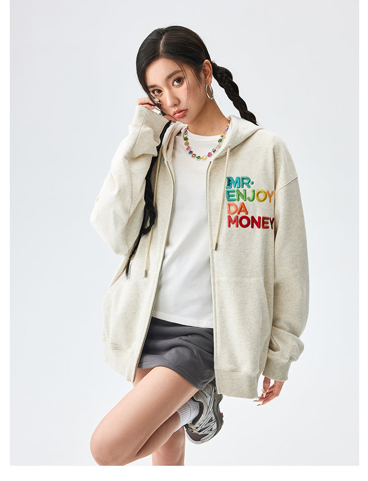 MEDM Rainbow Letter Zip Up Hoodie