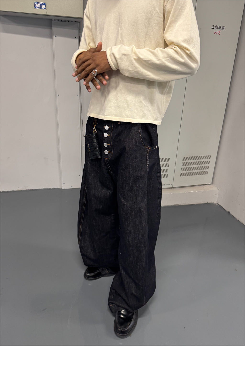 STEEPC Magnetic Button Scimitar Jeans