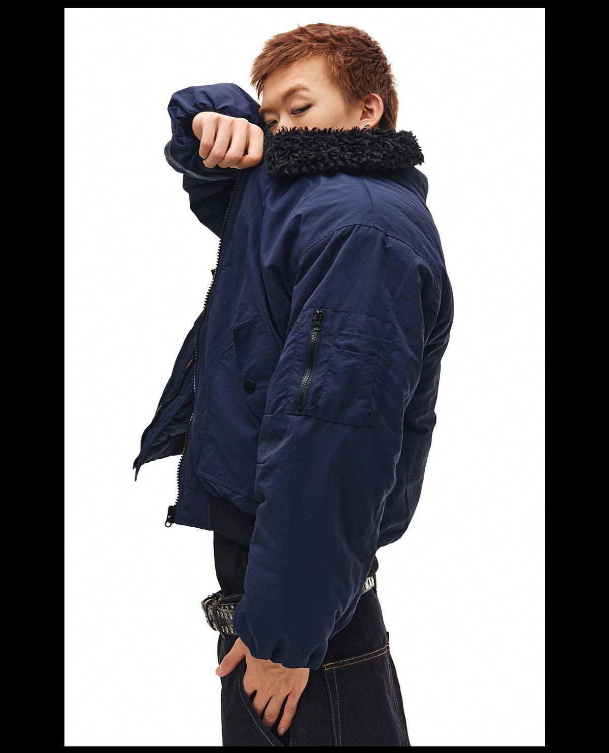 NOVACAM Fur Collar MA-1 Bomber Jacket