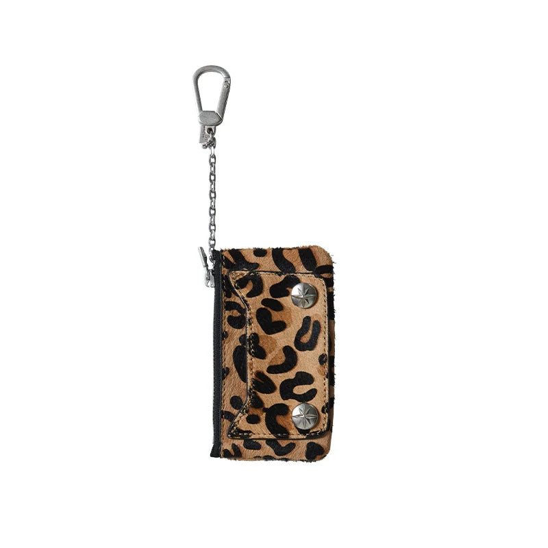 Remedy Metal Studded Keychain Coin Card Zipper Leather Wallet