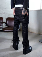 TGFCLUB PRIME KILLA Print Rhinestone Waxed Slim Fit Skinny Jeans