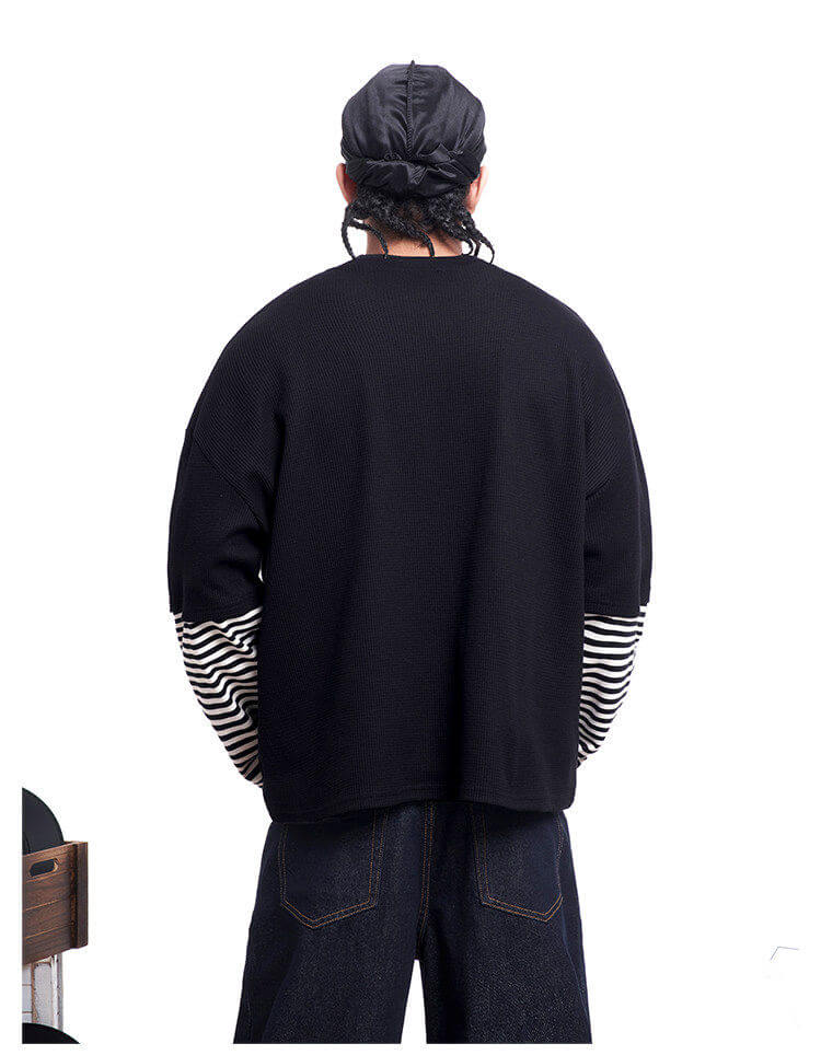 F3F Select Layered Stripe Long Sleeve Waffle Tee