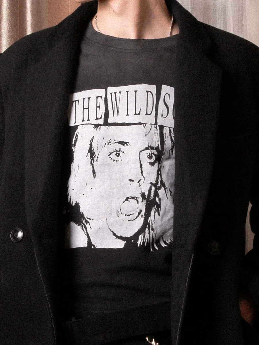 SOD Co. Rock Print Distressed Cropped Long Sleeve Tee