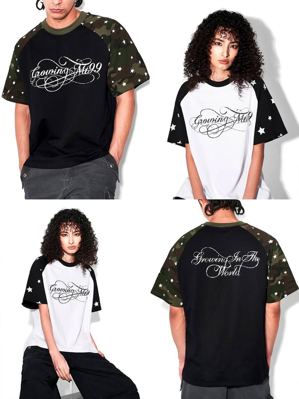 F3F Select Star Print Raglan Color Block Tee