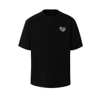 YADcrew Heart Puzzle Logo Print Rhinestone Tee