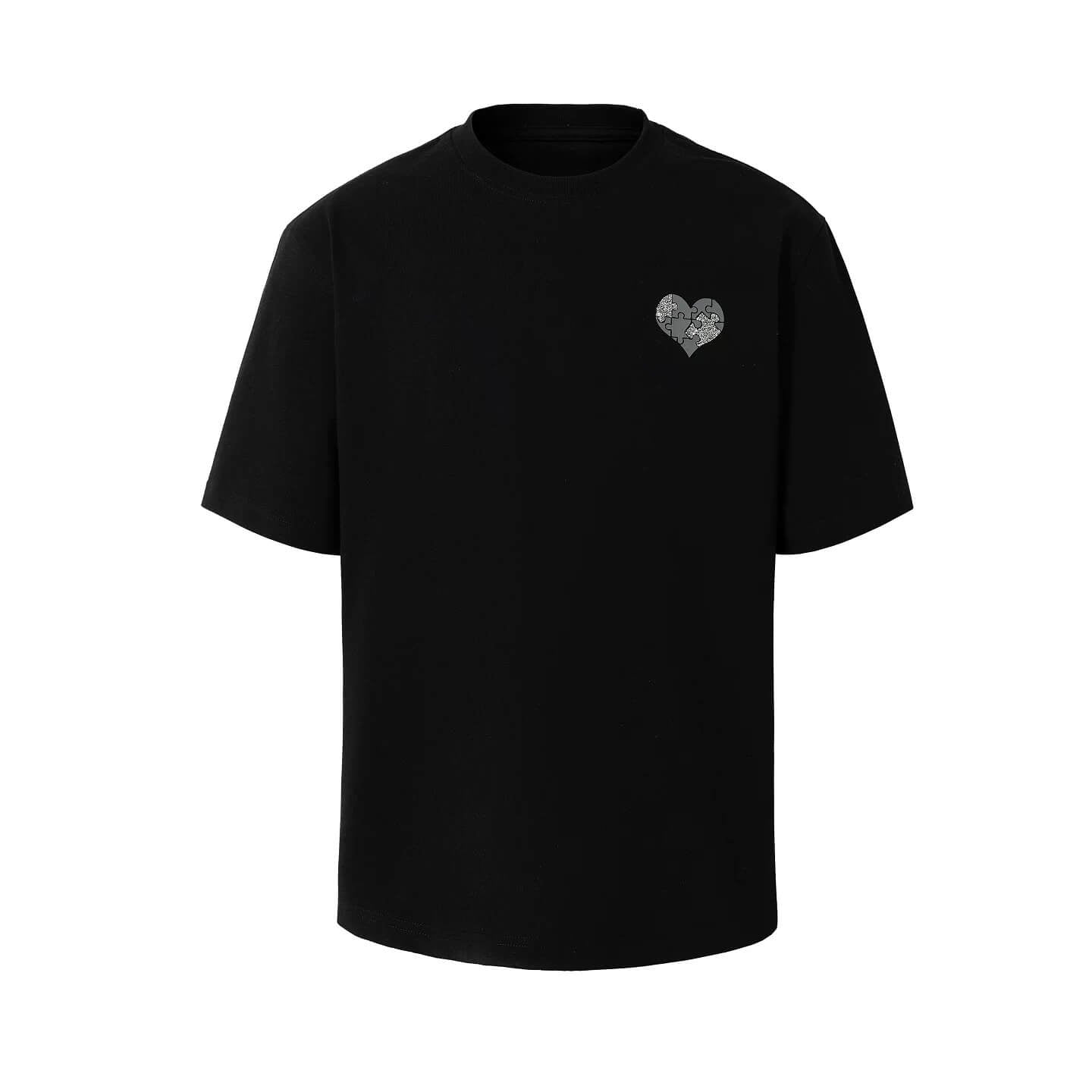 YADcrew Heart Puzzle Logo Print Rhinestone Tee