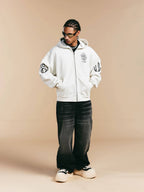 1807 ROLLTHEDICE Printed Zip Up Hoodie