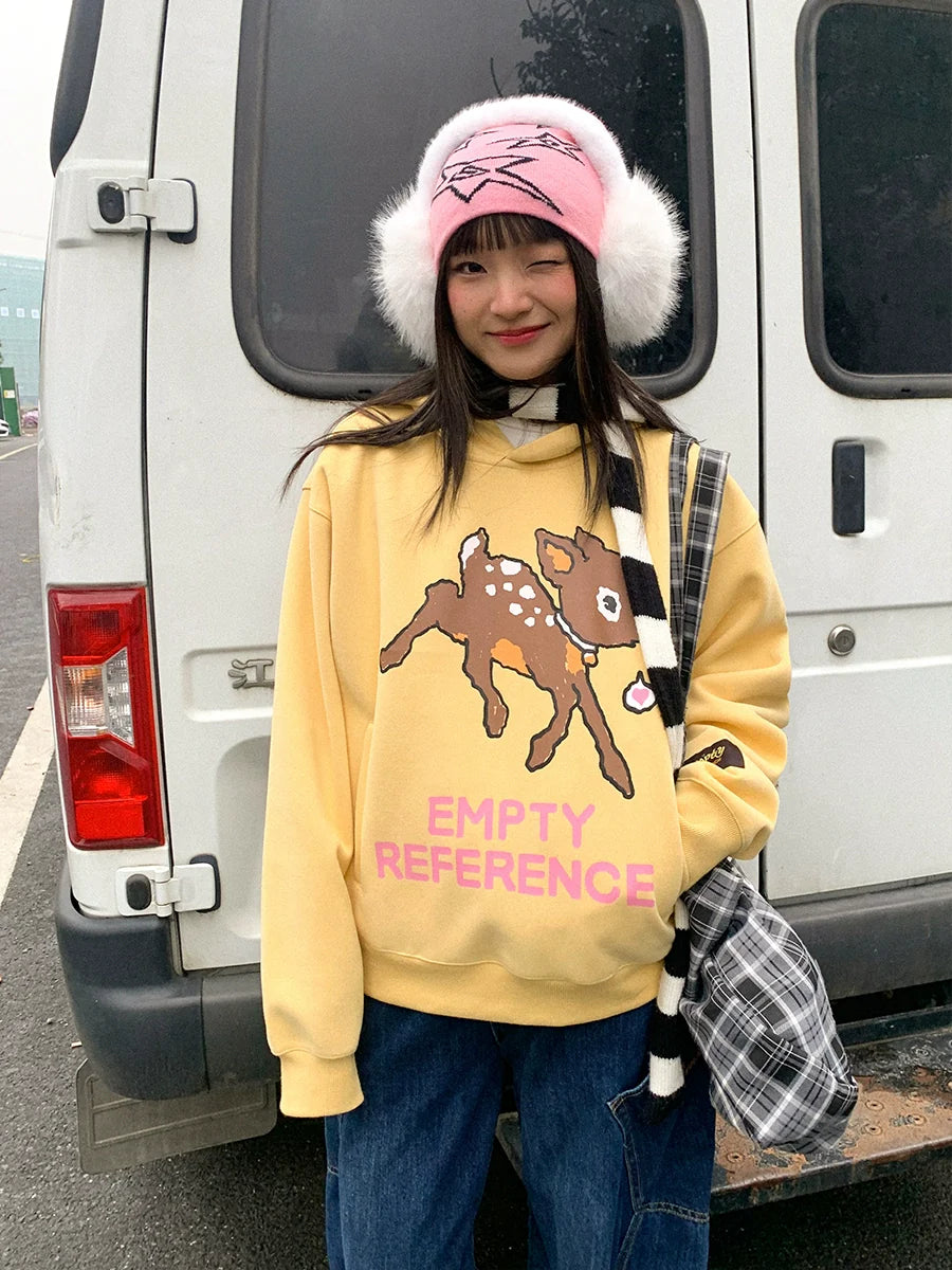 EMPTY REFERENCE Speckled Fawn Letter Print Hoodie