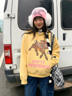 EMPTY REFERENCE Speckled Fawn Letter Print Hoodie