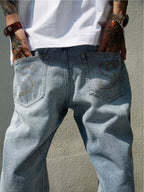 S45 Embroidered Basic Washed Jeans