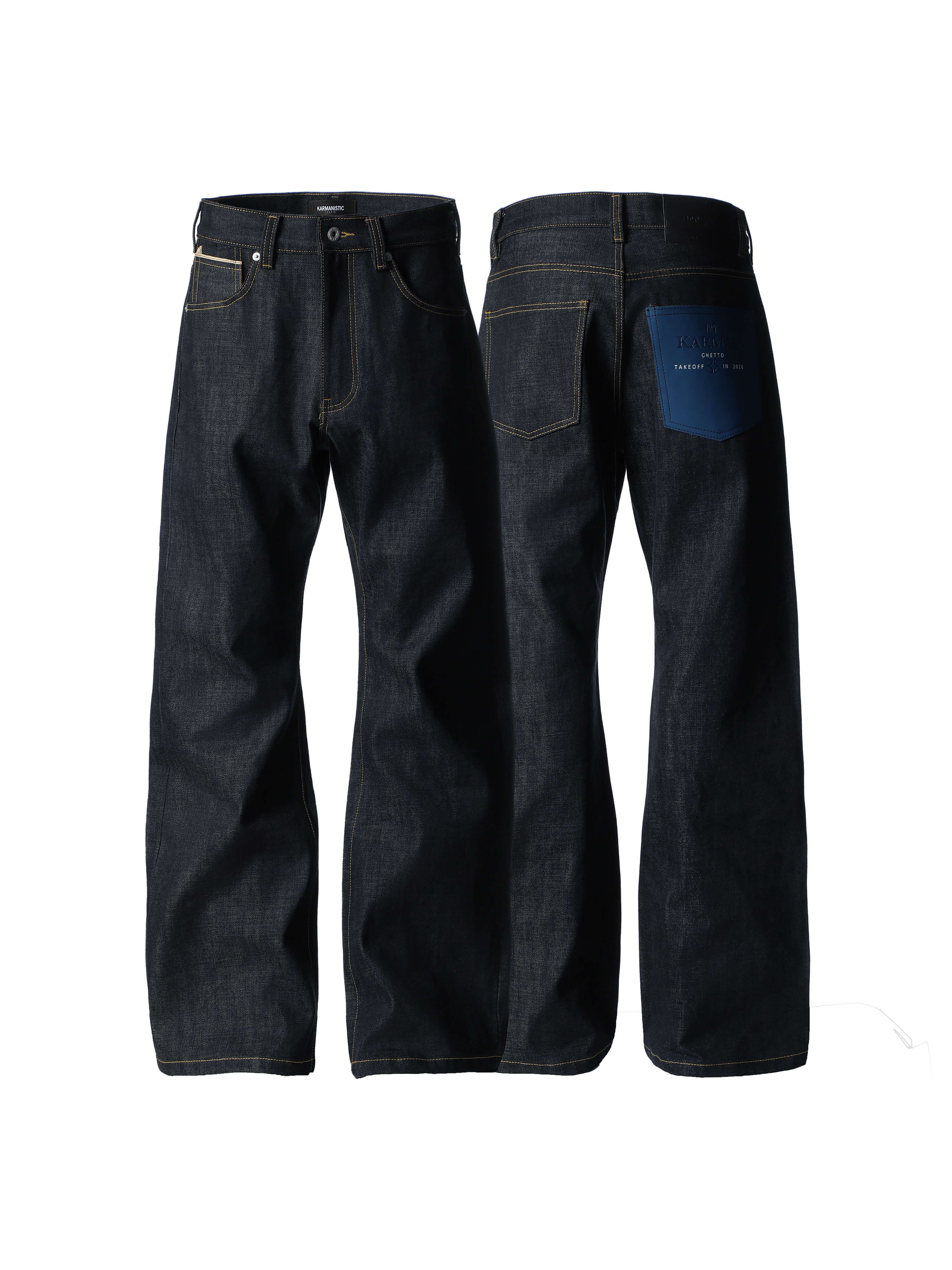 KARMANISTIC Contrast Back Pocket Original Baggy Jeans