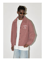 EMPTY REFERENCE Embroidered Diamond Check Pattern Corduroy Jacket