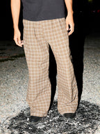 LIBERAFIT Plaid Seersucker Baggy Suit Pants