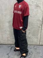 RUSURE Striped Patch Rivets Soccer Jersey
