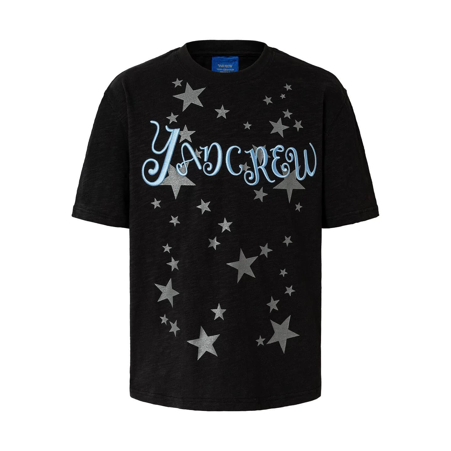 YADcrew Star Print 3D Logo Embroidered Tee