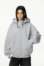 Achock Snap Button Wind Flap Zip Up Hooded Jacket