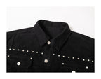 KARMANISTIC Diamond Studded Short Denim Jacket
