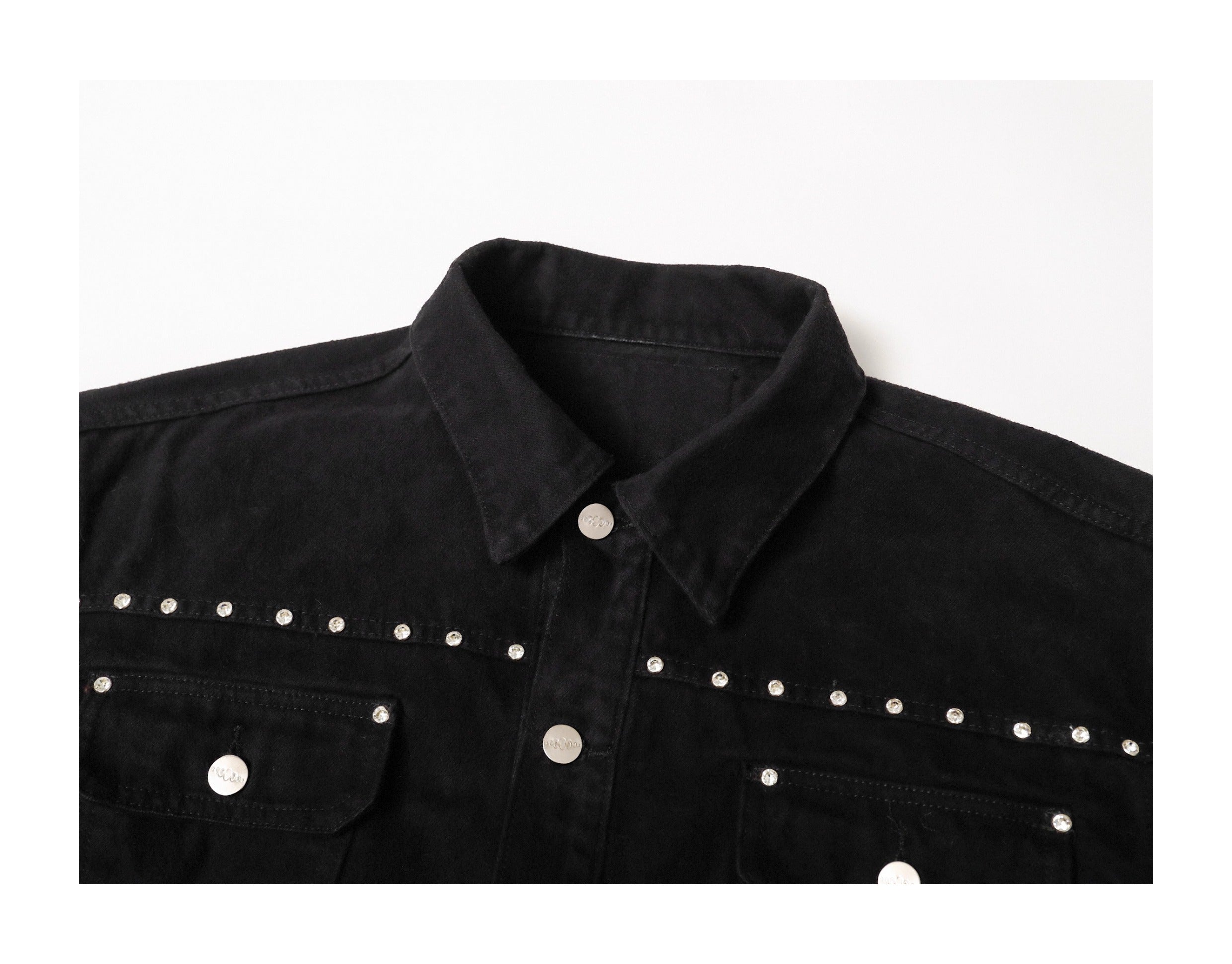 KARMANISTIC Diamond Studded Short Denim Jacket