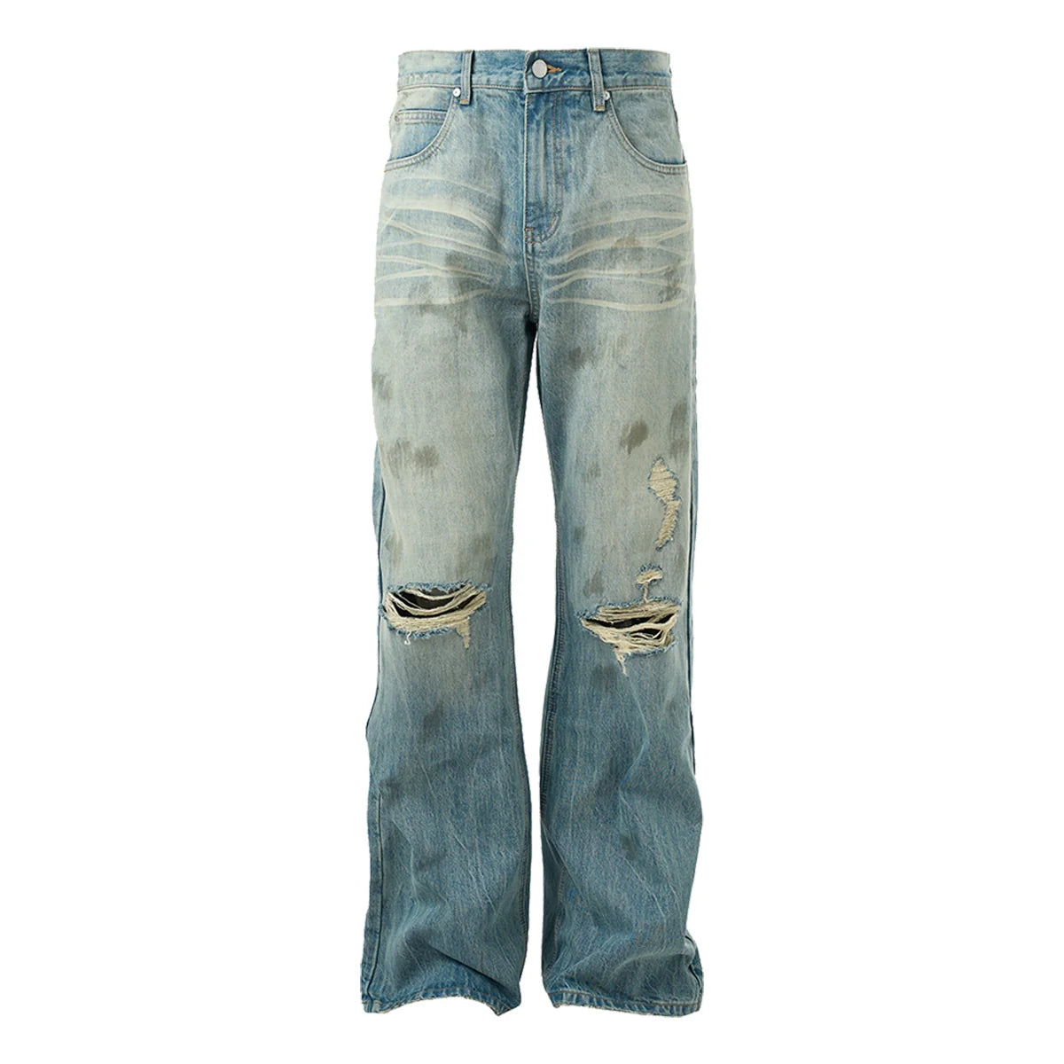 STEEPC Dirty Washed Faded Distressed Jeans
