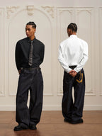 YADcrew Glitter Suede Leather Melting Pocket Jeans