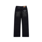 S45 White Embroidered Washed Old Jeans