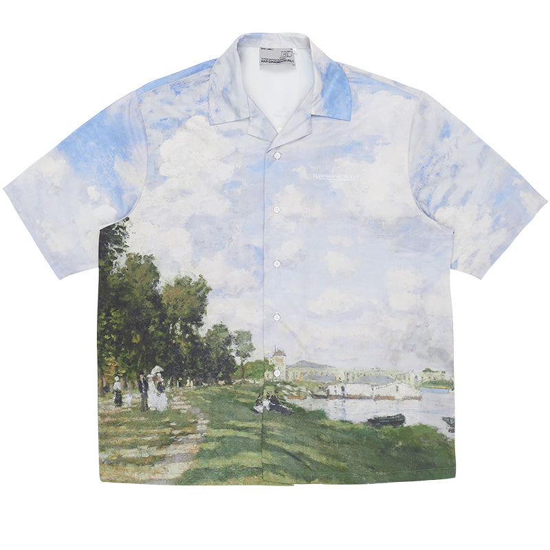 Harsh and Cruel Monet Oil Painting Logo Cuban Shirt