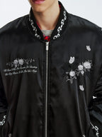MEDM Rose Embroidered Gemstone MA-1 Bomber Jacket