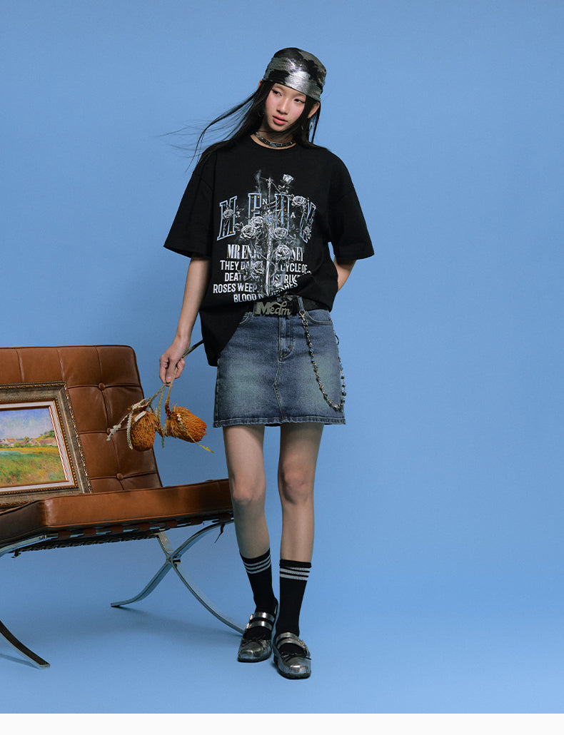 MEDM Sword and Rose Multicolor Diamond Tee
