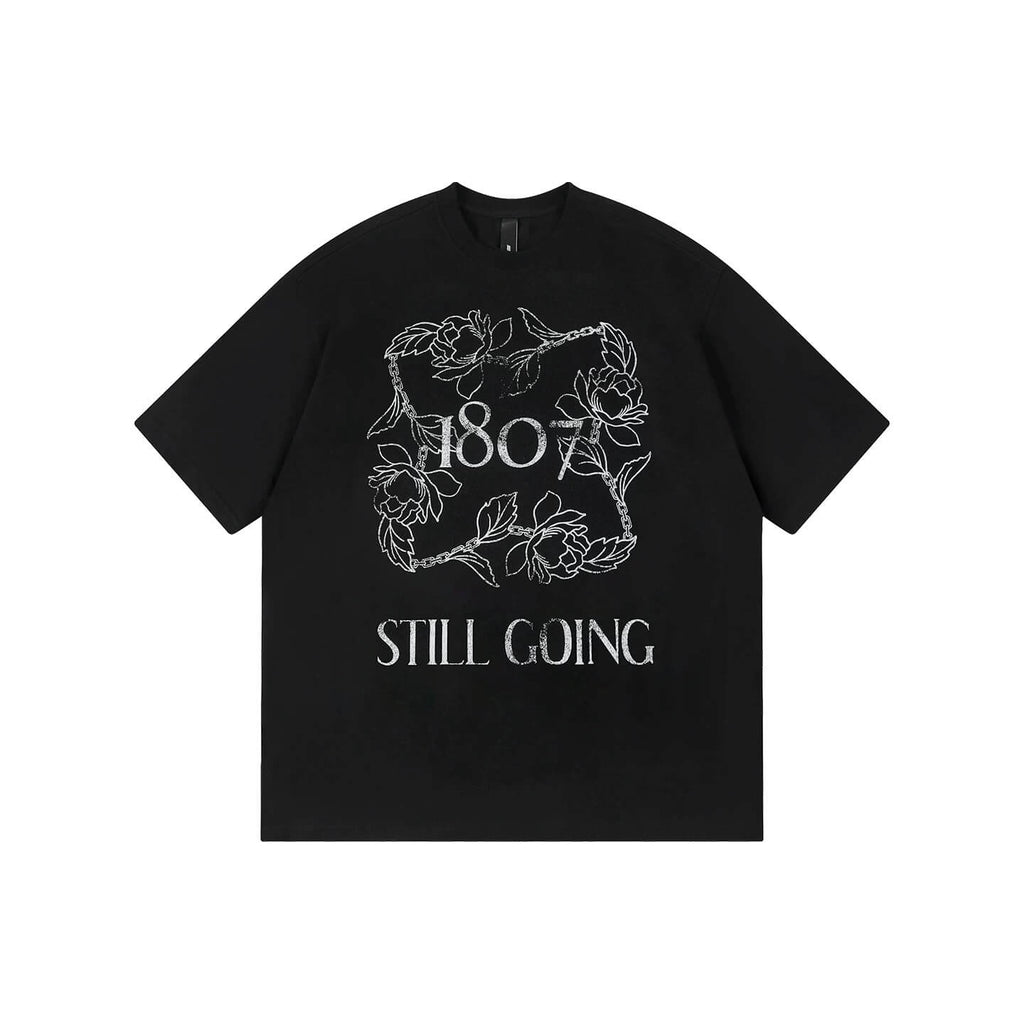 1807 Vintage Floral Chain Logo Print Short Sleeve Tee