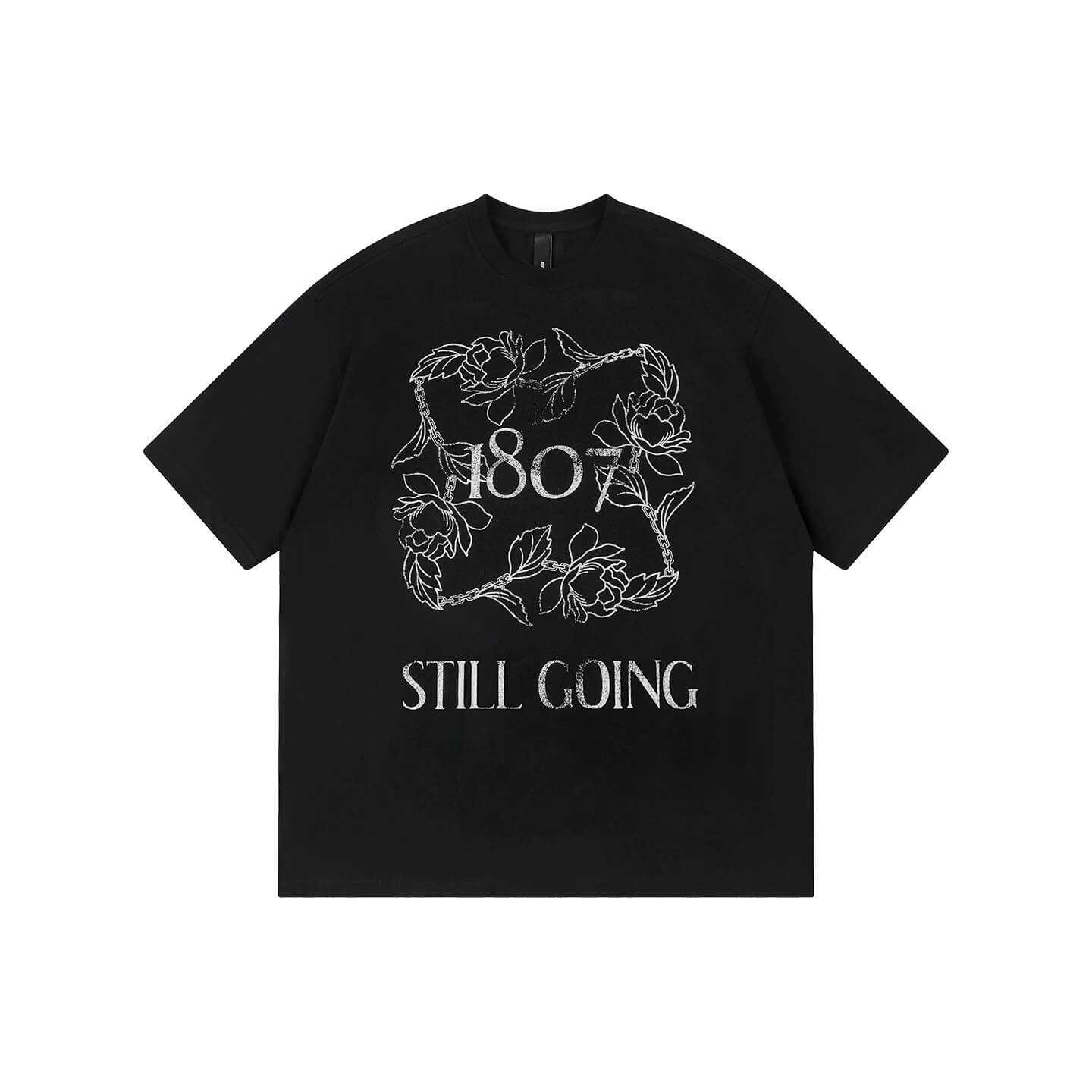1807 Vintage Floral Chain Logo Print Short Sleeve Tee