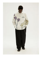 EMPTY REFERENCE Grape Leaf Fruit Print Long Sleeve Shirt