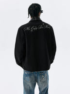 MEDM Star Studded Leather Patch Detroit Jacket