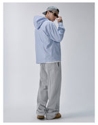 F2CE Striped Zip Up Hooded Shirt Jacket
