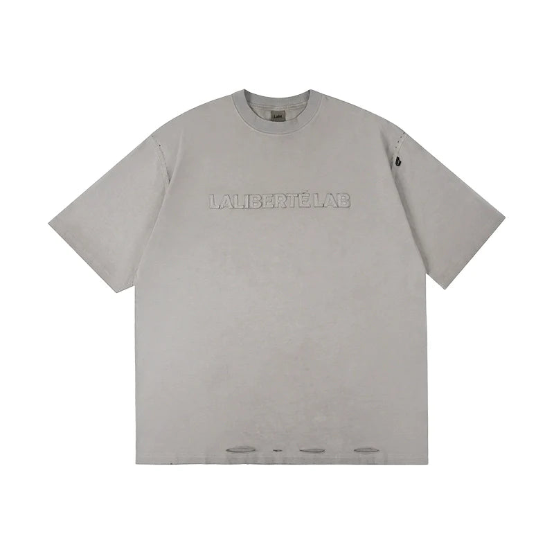 Labt 3D Patch Embroidery Distressed Tee