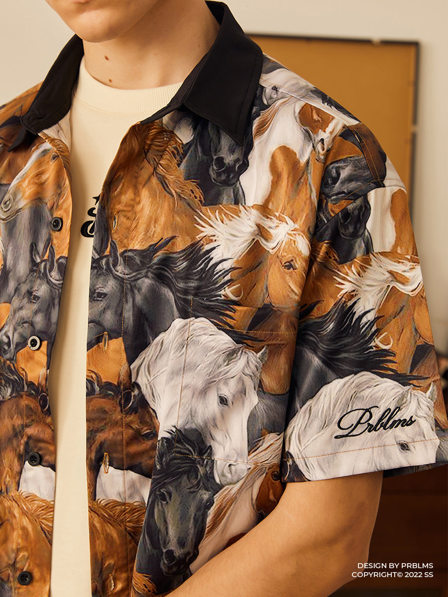 PRBLMS Fun Horse Galloping Short Sleeved Shirt