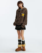 MEDM Stripe Knit Hooded Cardigan