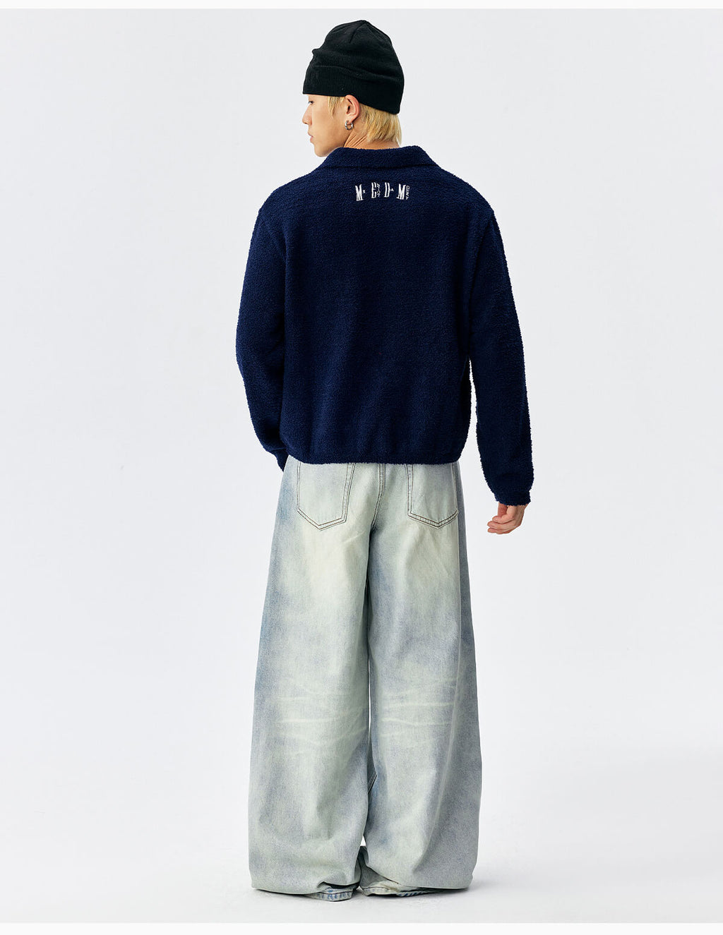 MEDM Coral Fleece Knit Long Sleeve Polo