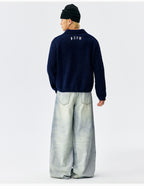 MEDM Coral Fleece Knit Long Sleeve Polo